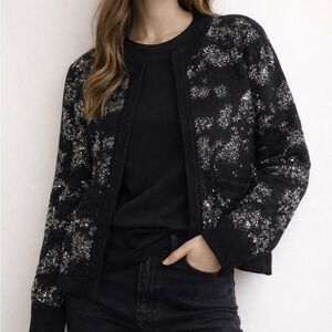 Zara Black Cardigan with Silver Sequins